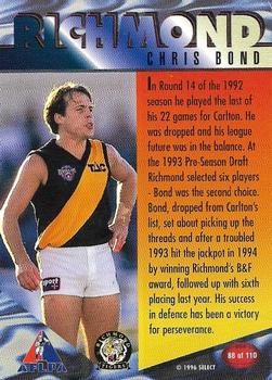 1996 Select AFL Centenary Series #88 Chris Bond Back